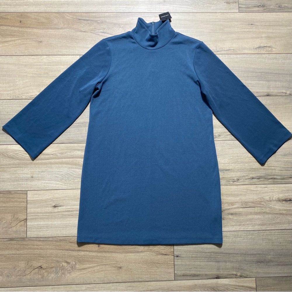 Club Monaco Women Ellaibellai Turtleneck Wide Sleeve Dress Size Large‎ Teal Blue